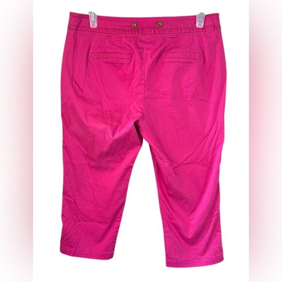 JM Collection Women's Pink Cropped Pants w Gold Button Detail. Size 14 - Picture 3 of 8